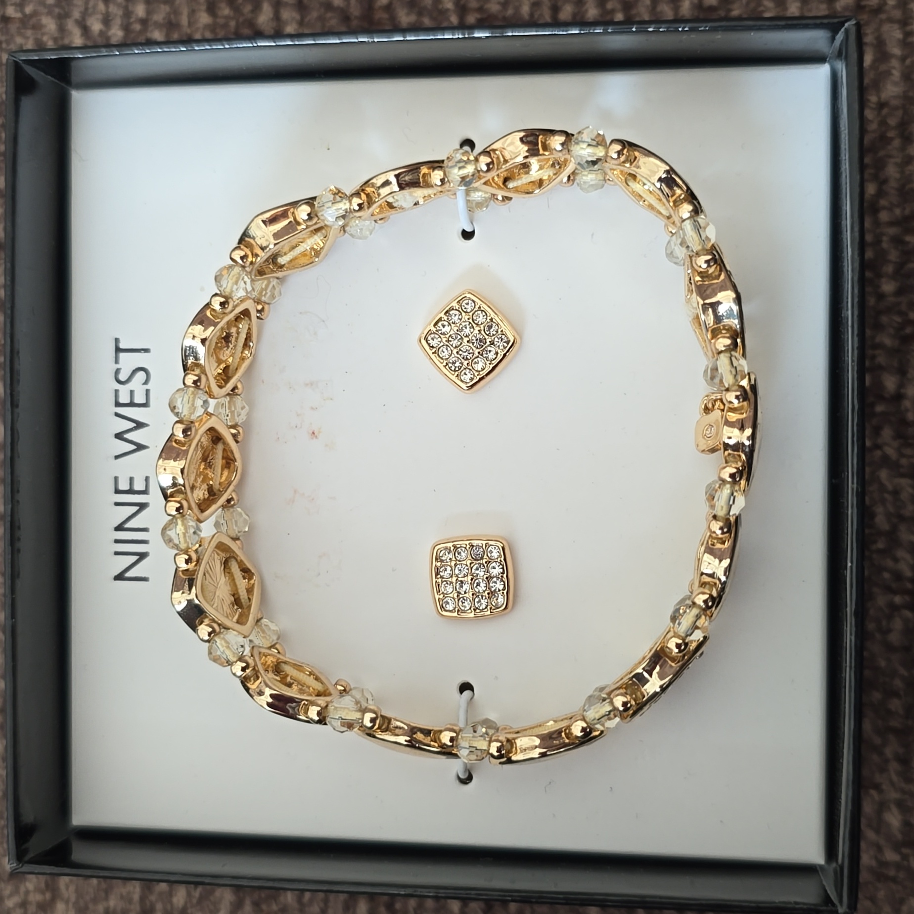 Nine West Brand Womens Beautiful Goldtone Bracelet Earrings Fashion Jewelry 15$
